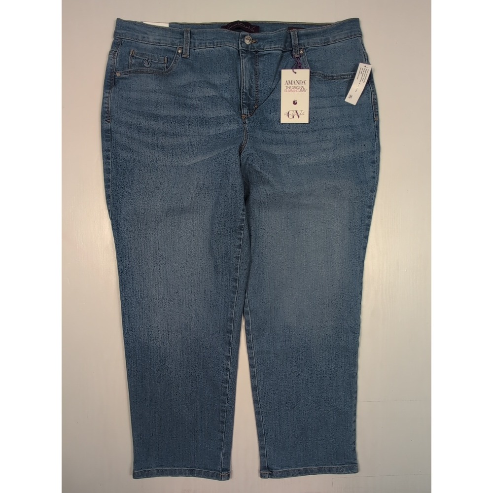 Gloria Vanderbilt Amanda Slimming Tapered Leg Jeans Blue 18W Short NWT - Picture 3 of 13